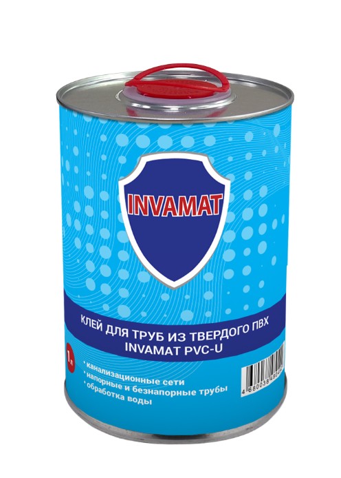 Клей для труб из твердого ПВХ INVAMAT PVC-U, Банка 1л + кисть